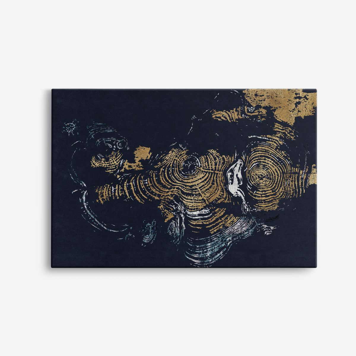 Abstrakt Marin och Guld Canvas