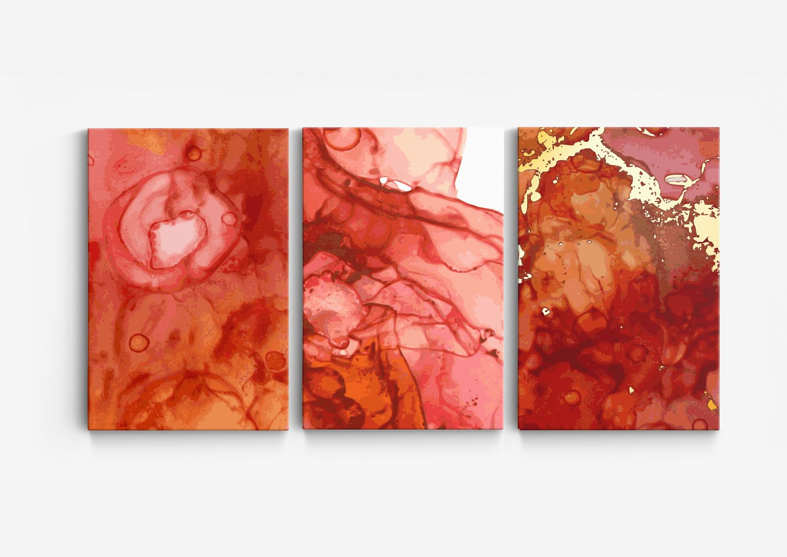 Abstrakt Röd Canvas Konst - Set av 3
