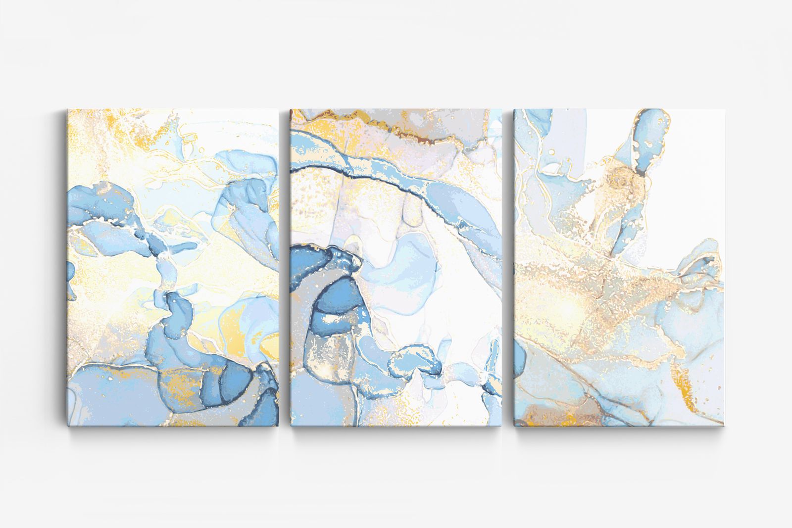 Abstrakt Blå Canvas - Set av 3