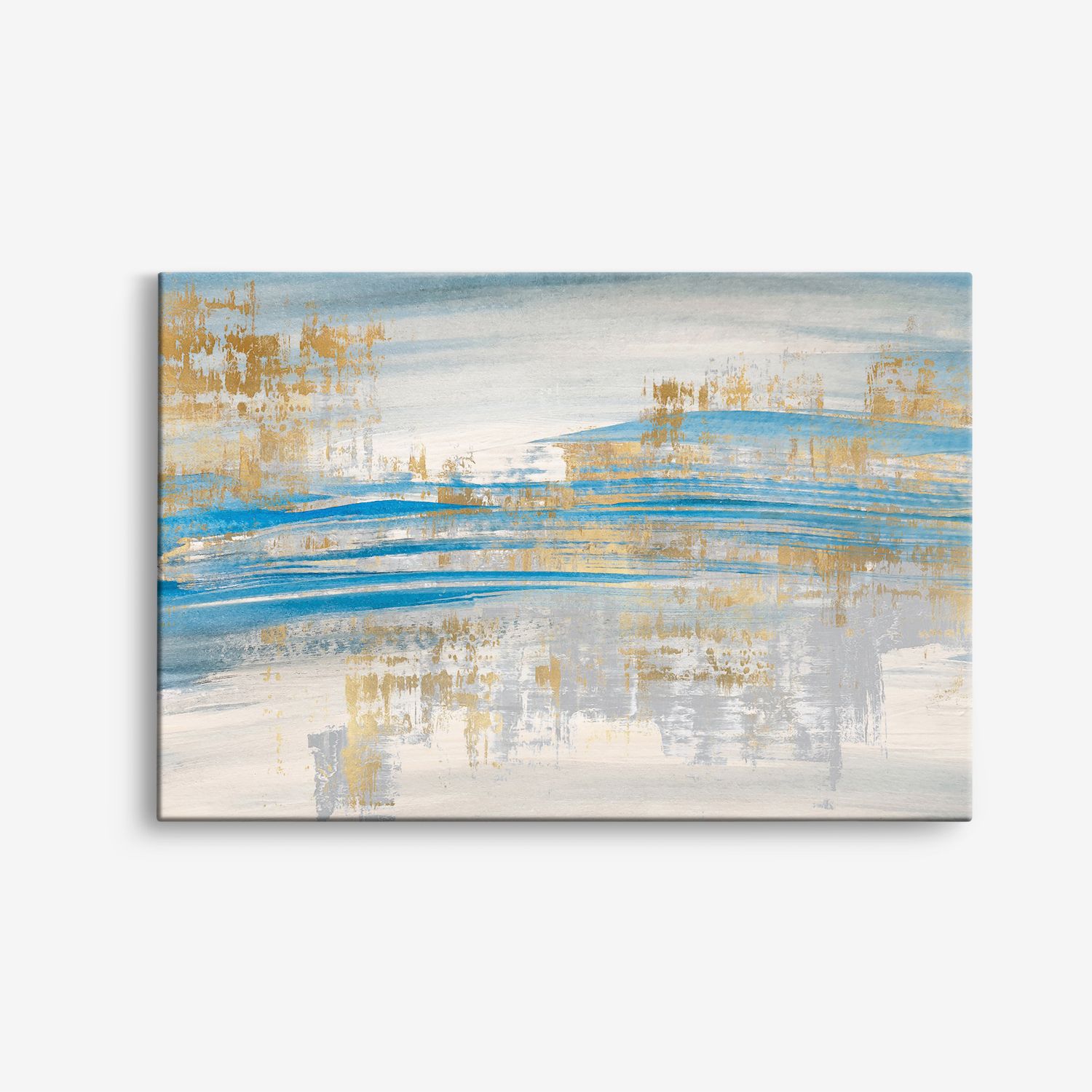 Abstrakt Blå och Guld Canvas