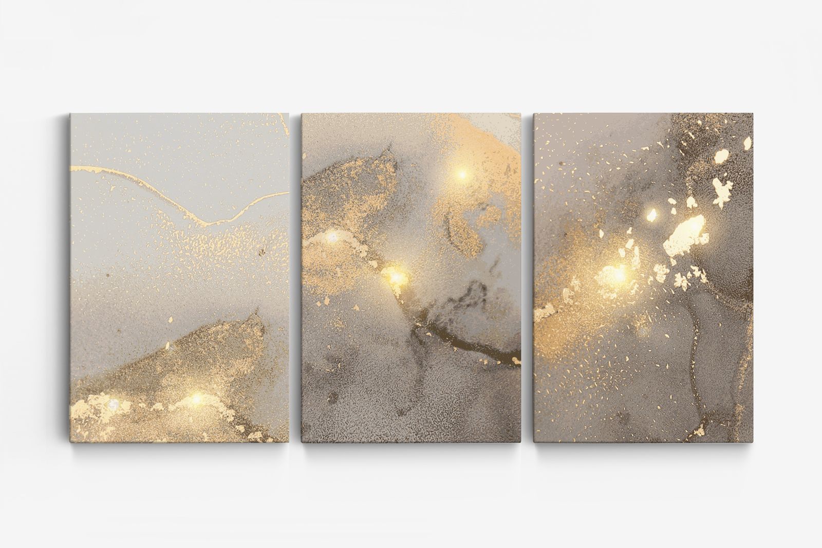 Abstrakt Guldkonst på Canvas - Set om 3