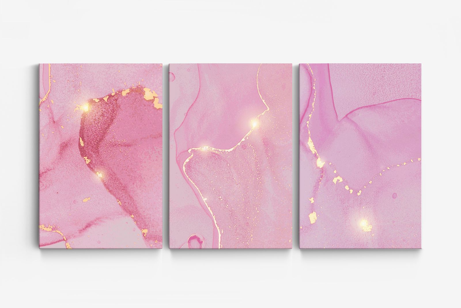Abstrakt Rosa Canvas Konst - Set om 3