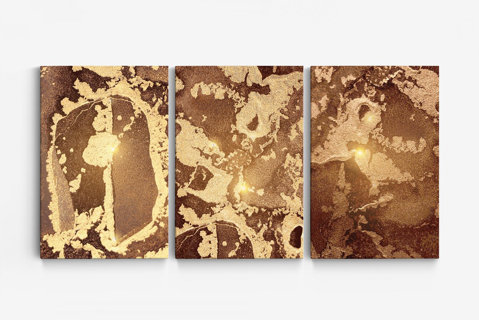 Abstrakt Guld Canvas - Set av 3