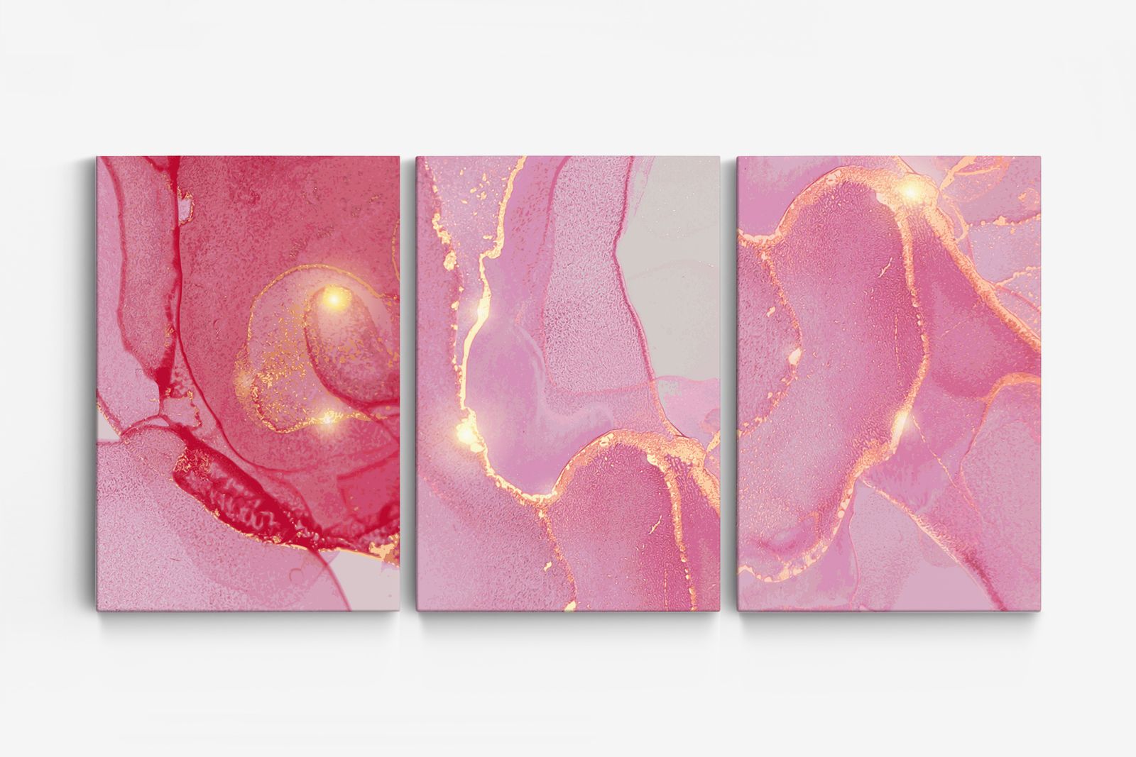 Rosa Abstrakt Canvas - Set om 3