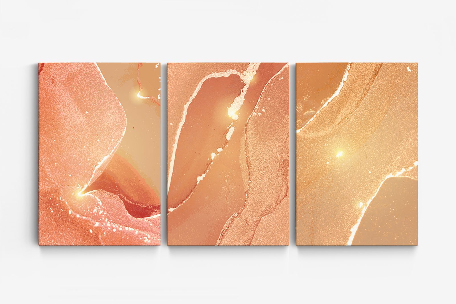 Abstrakt Persika Canvas Konst - Set av 3