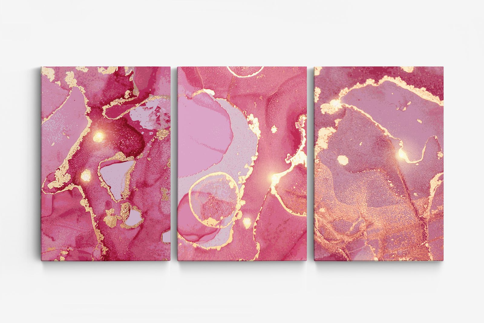 Abstrakt Rosa Canvas Konst - Set med 3