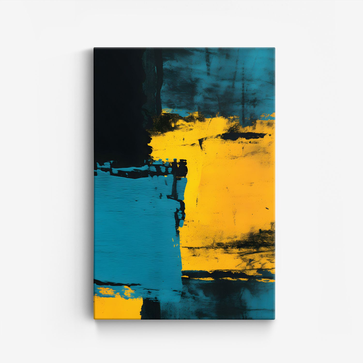 Abstrakt Gul och Blå Canvas