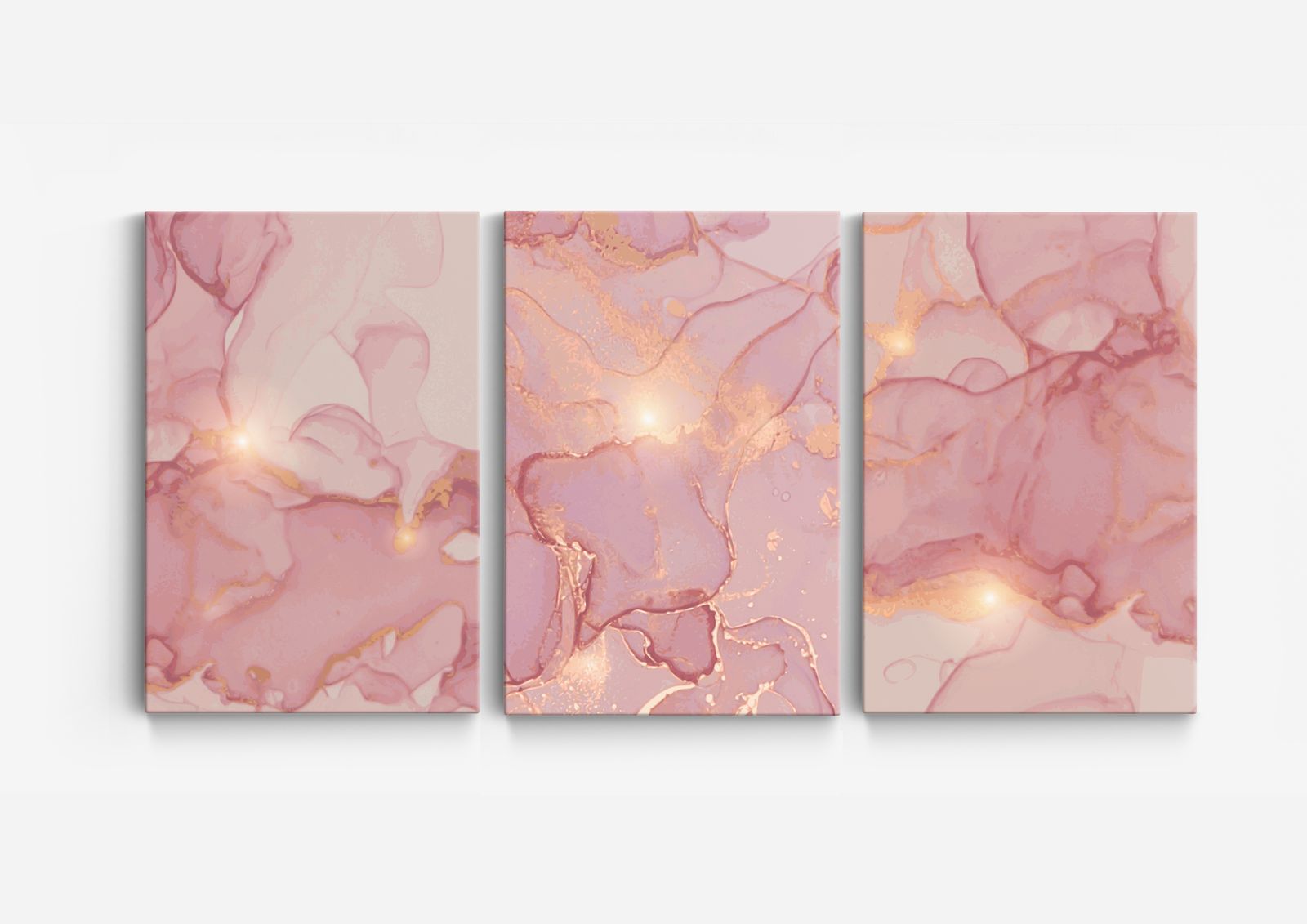 Abstrakt Rosa Canvas Konst - Set om 3