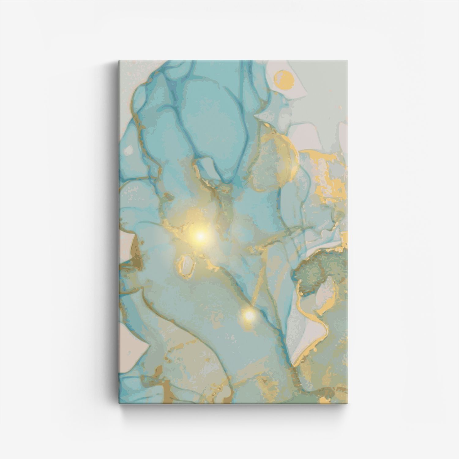 Abstrakt Blå och Guld Canvas