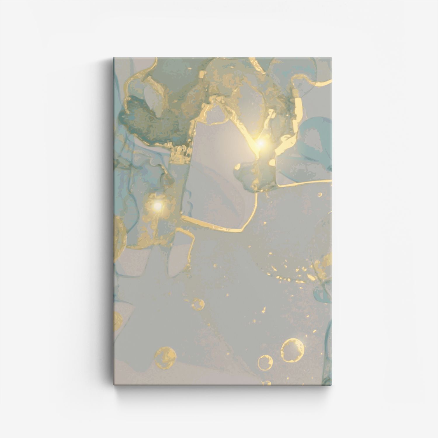 Abstrakt Guld och Blå Canvas