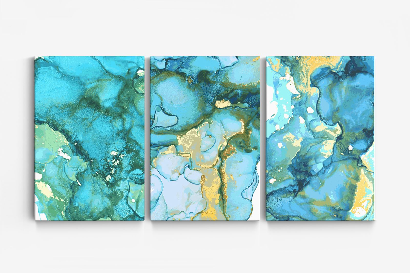 Oceanic Blues Abstrakt Canvas - Set om 3