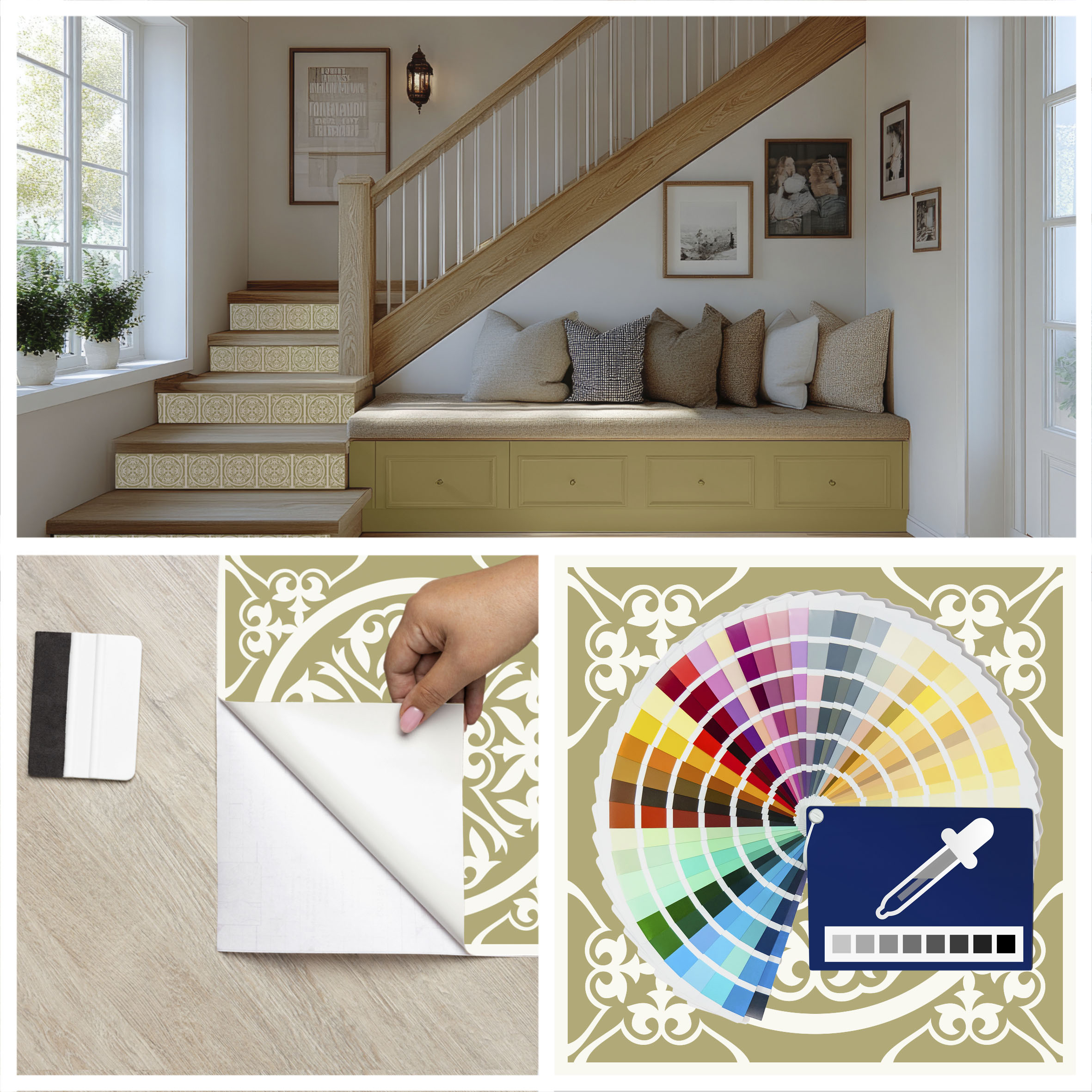 Väggdekal – Trappsteg / Välj din egen färg - Mönster / Set om 13