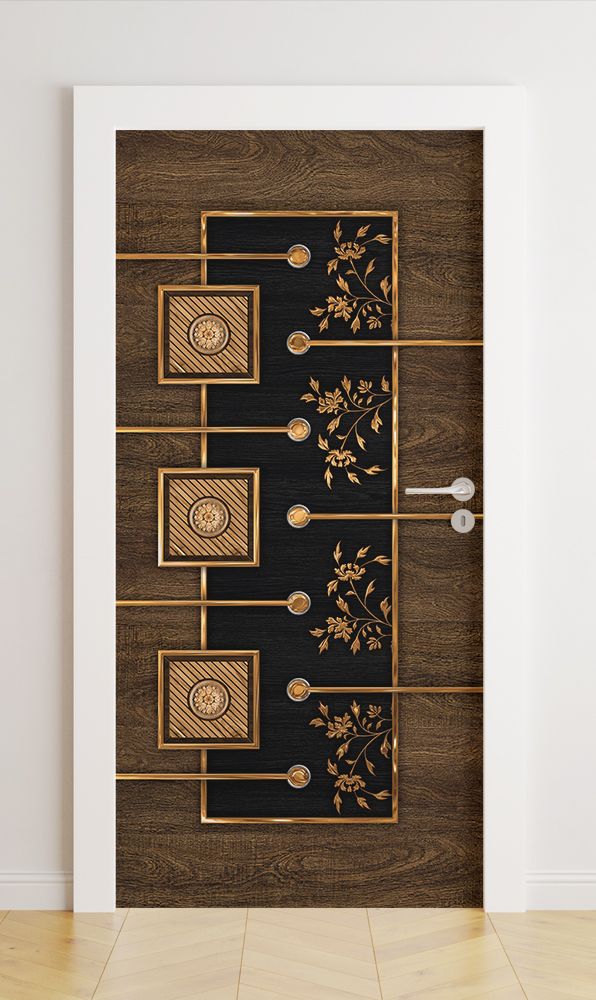Dörrfolie - Elegant Blomsterdesign / Avtagbar och Klistrbar