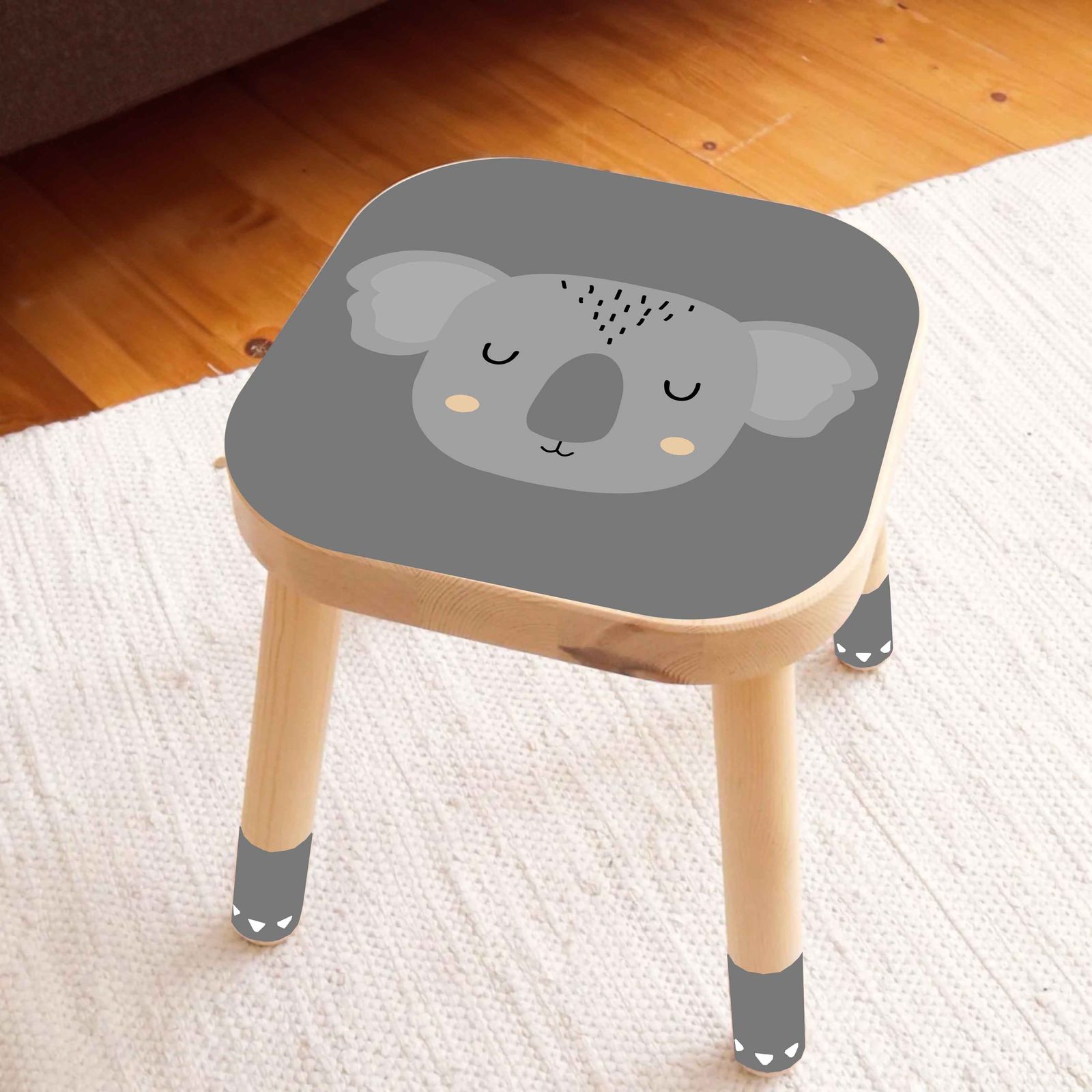 Självhäftande Sticker – Flisat Pall Dekal / Koala Design