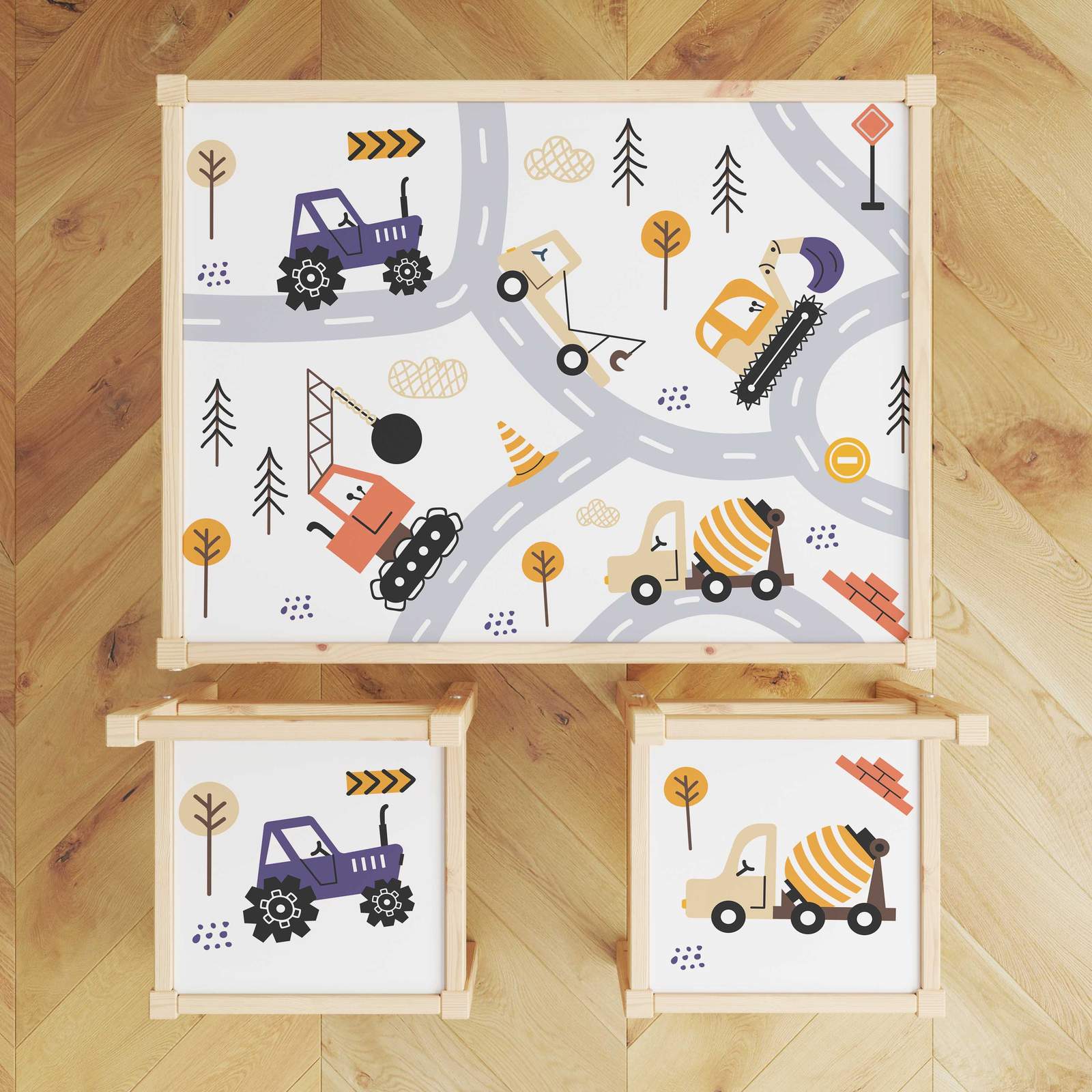 Självhäftande Dekal – Lätt Set Top Sticker / Byggarbetsplats Barnrum