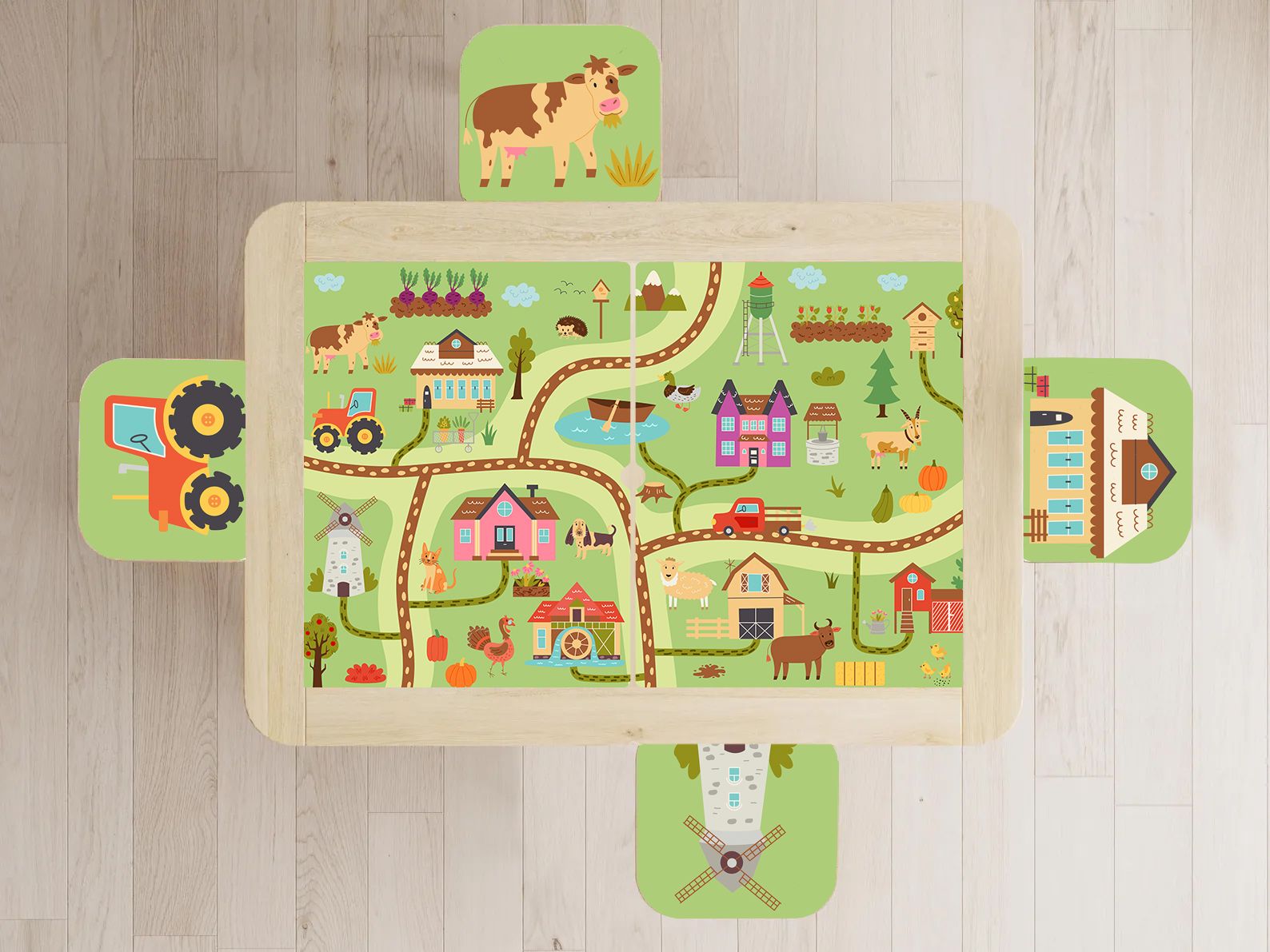 Självhäftande Klistermärke – Flisat Set Dekal / Bondgård Lekdesign