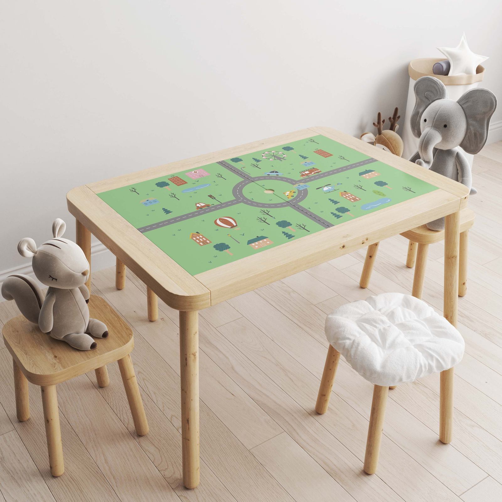 Självhäftande Sticker – Flisat Table Decal / Lekfull Vägkarta