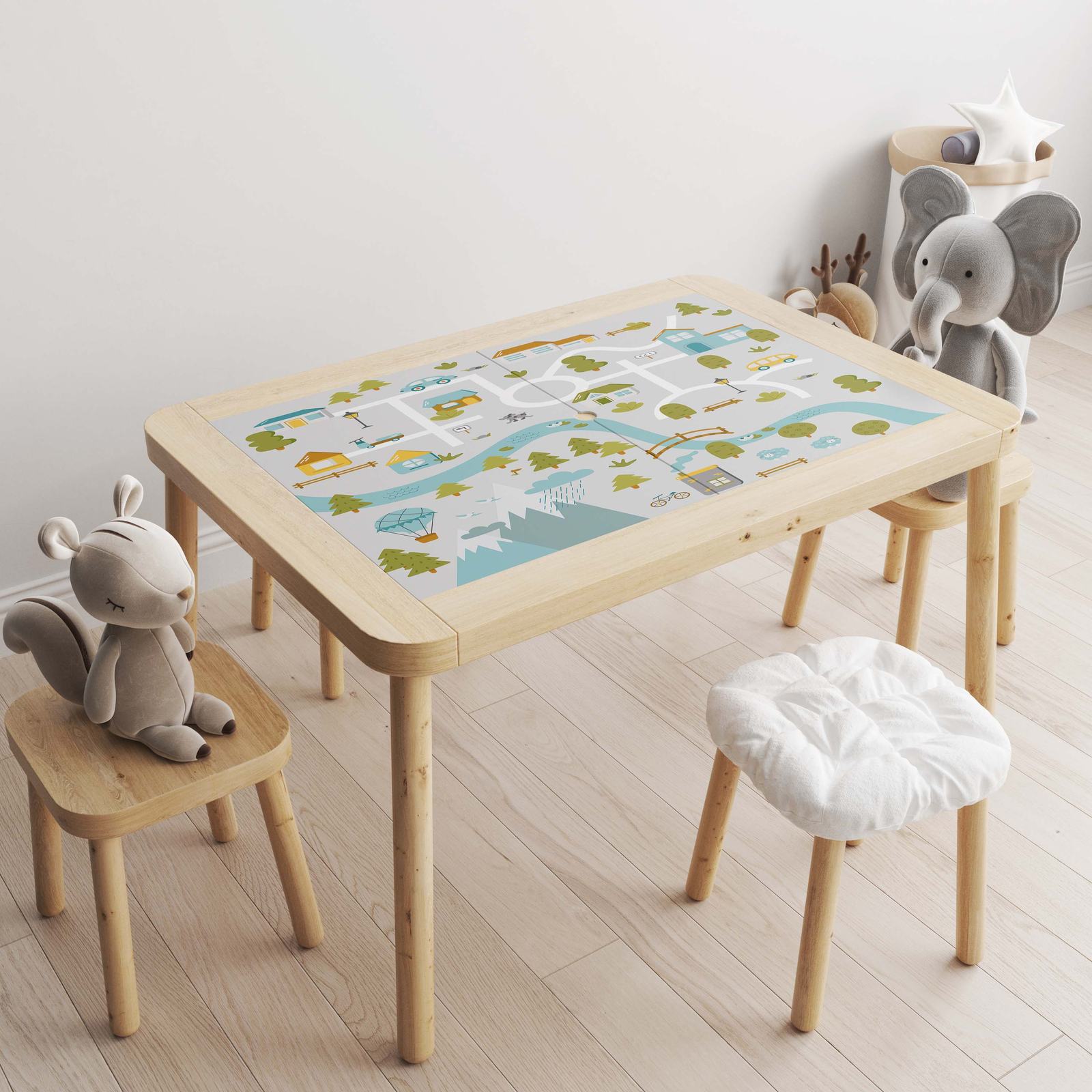 Självhäftande Klistermärke – Flisat Bord Dekal / Lekfull Kartdesign