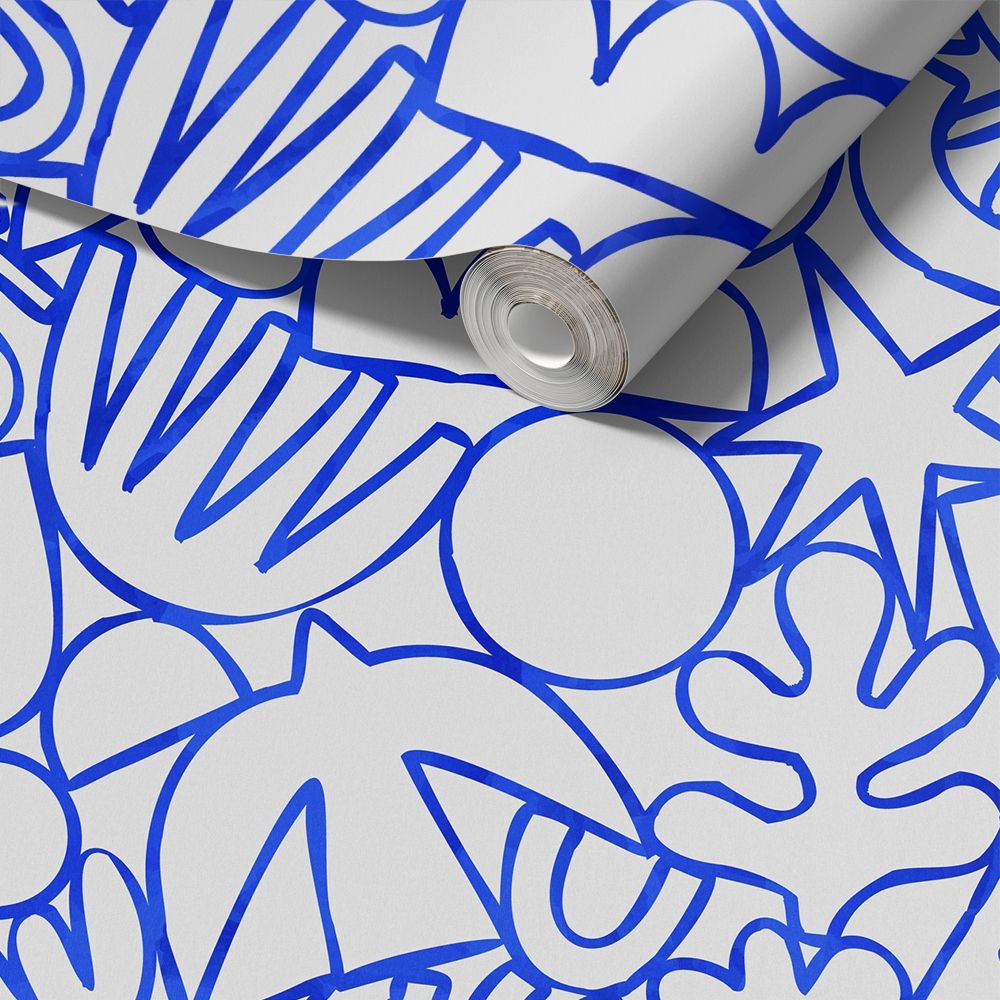 Dekorplast - Blått Abstrakt Design / Peel and Stick