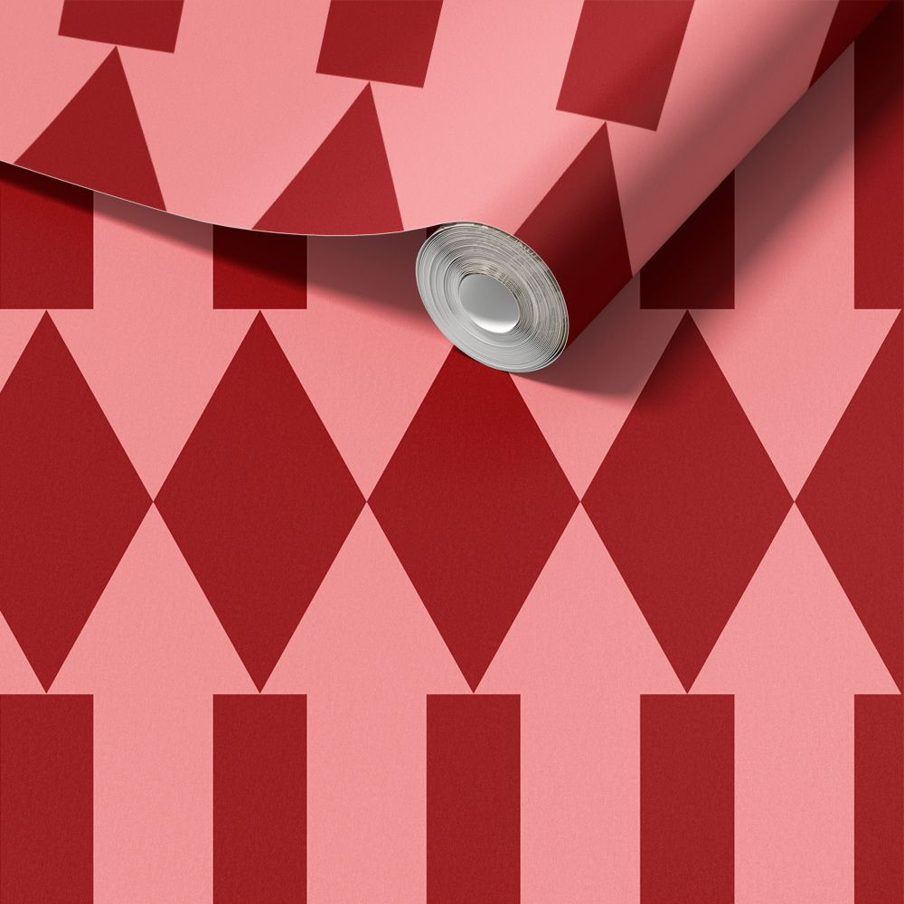 Dekorplast - Röd Geometrisk Design / Peel and Stick