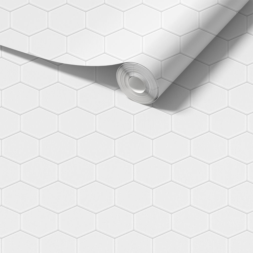 Dekorplast - Hexagonal Vit / Självhäftande