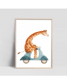Poster - Giraffe rider cykel