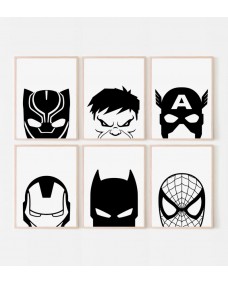 Affisch - Superhjältar / set med 6