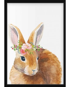 Poster - kanin med blommor