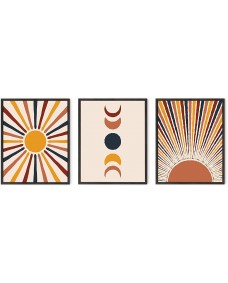 Affisch - Boho / Sun Moon Rainbow / Set om 3