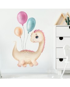 Väggdekor - Baby dinosaurie med ballonger 2