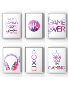 Affischer - Gaming / Rosa / Set om 6