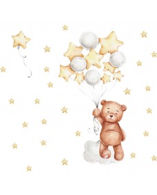 Väggdekal - Björn med ballonger