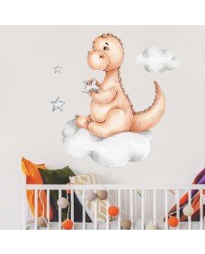 Väggdekor - Baby dinosaurie på molnet 