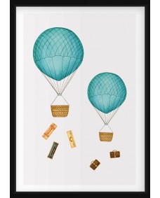 POSTER - Luftballonger och resväskor