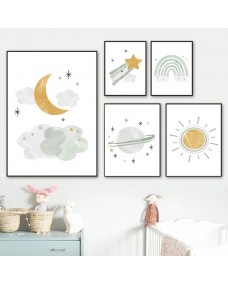 Posters - Sol, Månen, Stjärnan och Planeten / Set om 5