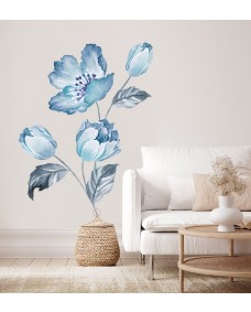 Väggdekal -Blå Blommor