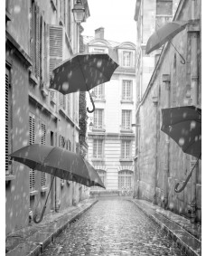 Affisch - Paraplyer i regnet