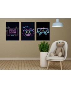 Posters - GAME ROOM / Neon / Set om 3