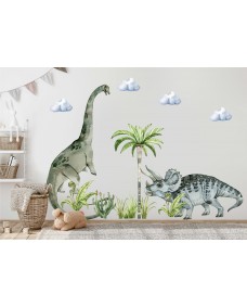 Väggdekal - Brontosaurus och Triceratops