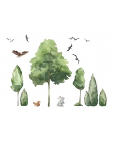 Väggdekal - Fåglar och träd