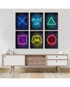 Posters - Neon / GAME ON / Set om 6