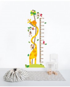Väggdekor - Apor med giraff / mätsticka