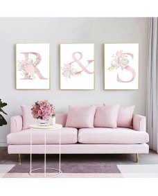 Affischer - Rosa blomvägg  # 2 / Personlig / Set med 3