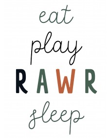 Poster - Eat play RAWR sleep / Dinosaurie