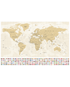 Väggdekal - Världskarta med Flaggor