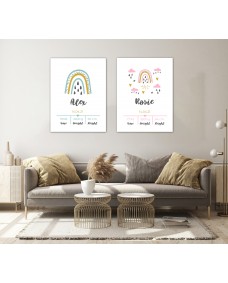 Affisch - Regnbåge och moln / Personlig / Set med 2