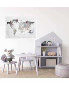 Affisch - Världskarta / Flaggor