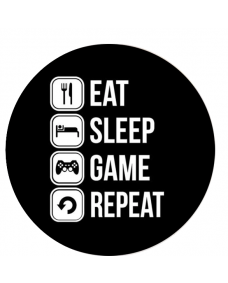 Väggdekal - Eat  Sleep Game Repeat  / Runda