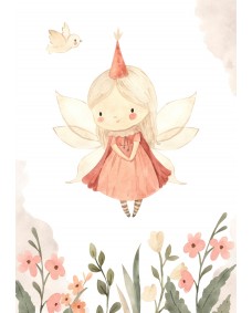 Affisch - Ängel med blommor