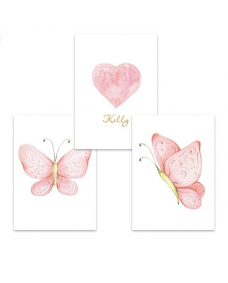  Affisch - Hjärta och fjärilar / Personlig / Set med 3  